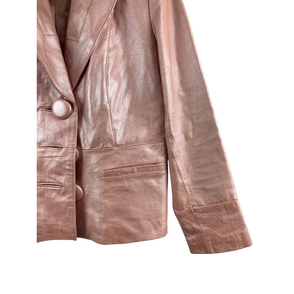 Terry Lewis Classic Luxuries Pink Leather Blazer Jacket PXS - Image 4