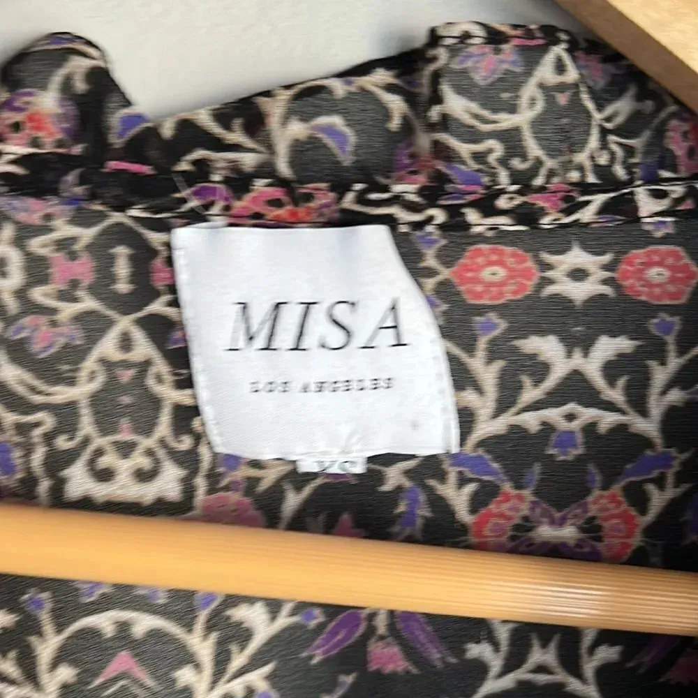 Misa Los Angeles black floral vera ruffle blouse - Image 6