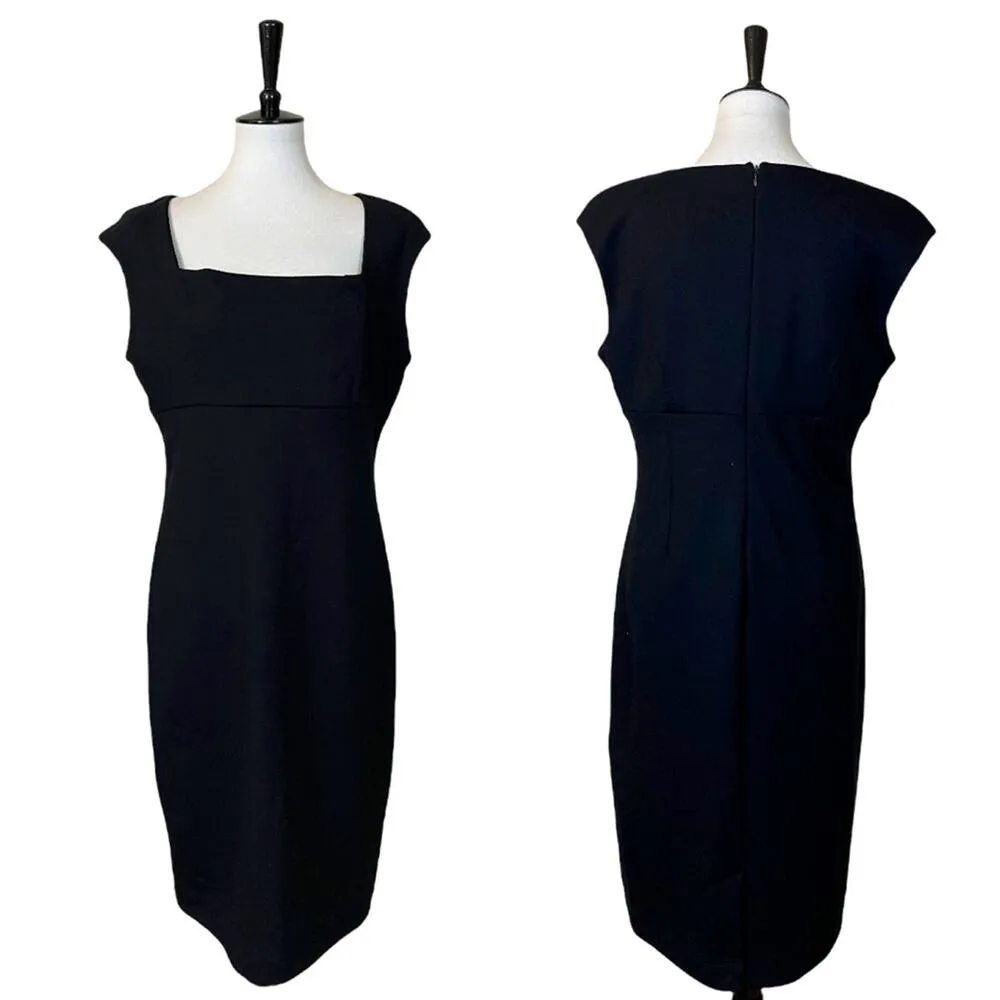 Adrienne Vittadini Square Neck Cap Sleeve Sheath Ponte Knit Dress Black New 12 - Image 12