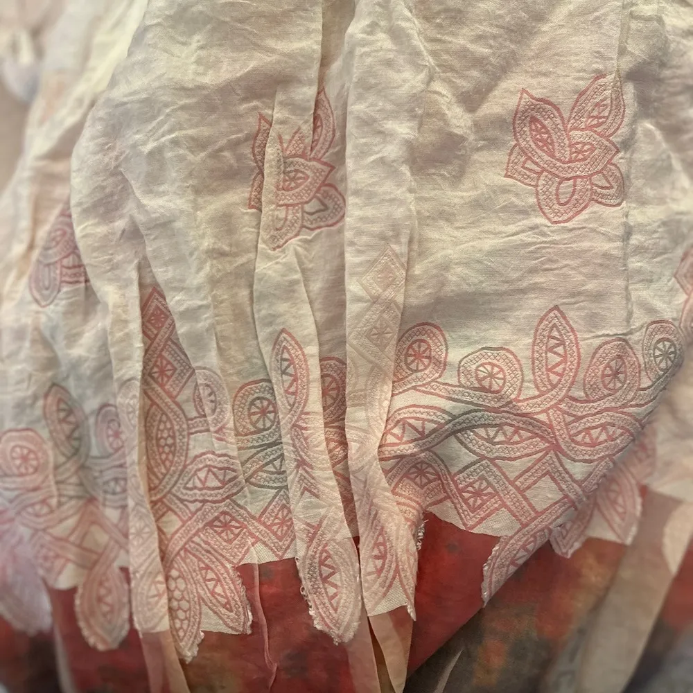 Lapis strapless dress swimsuit cover up in summery orange & cream. One size. Size M - Image 9