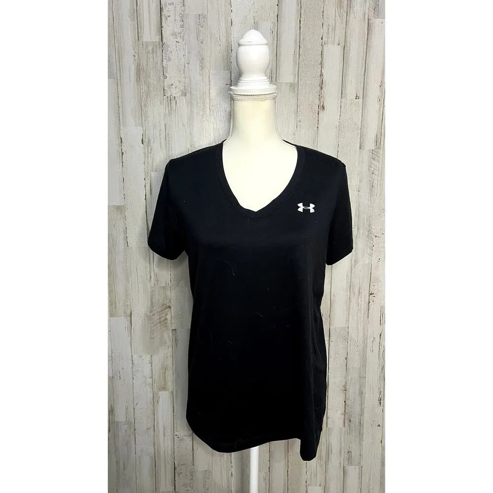Under Armour Women's Large Black V-Neck Short Sleeve Casual T-Shirt - Image 2