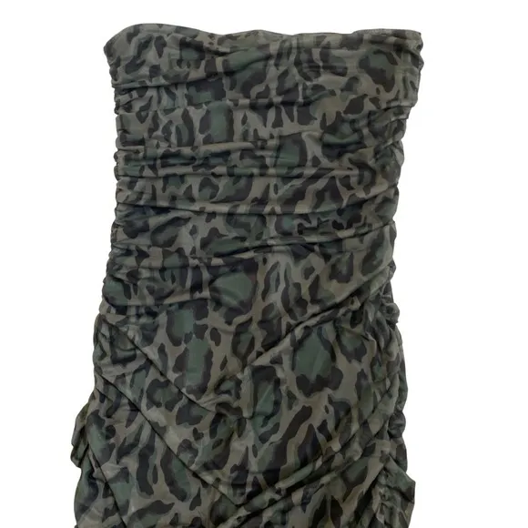 Steve Madden Women's Tube Mesh Army Green Camo Strapless Bodycon Dress - L - NWT - Image 2