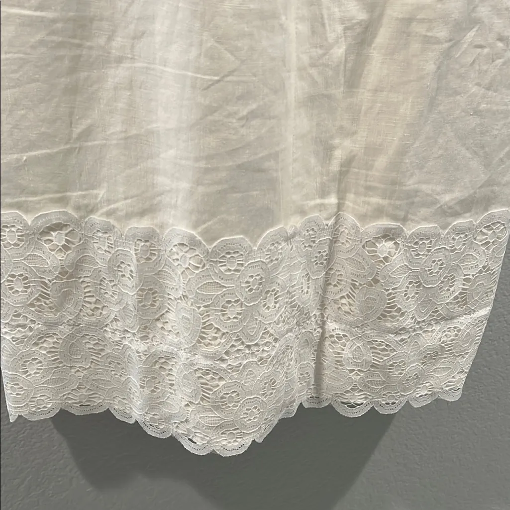 Maggy London Cream white Sheath Maxi Dress with Mandarin Collar - Image 3