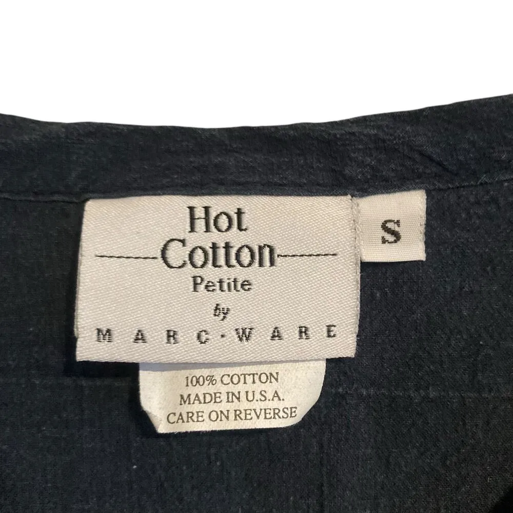 Vintage Navy Blue Cotton 3/4 Sleeve Loose Fit Boho Cottage Tunic Top Size Small - Image 7