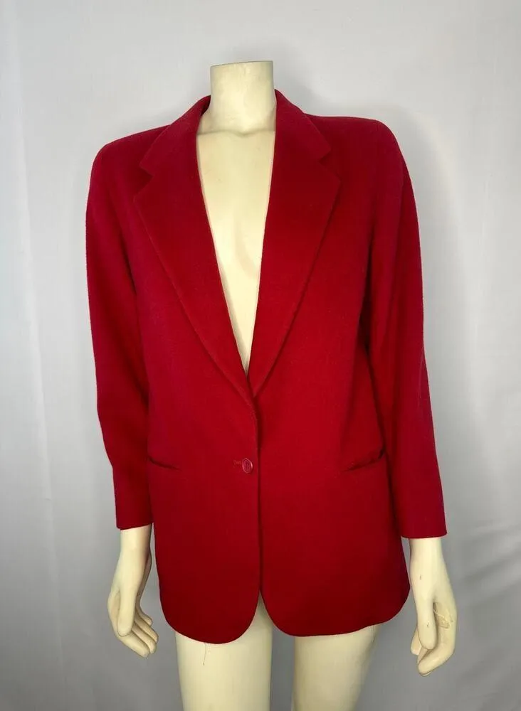 VTG L.L. Bean Blazer Red Wool/ cashmere USA Made One Button Boxy Academia size 6 - Image 8