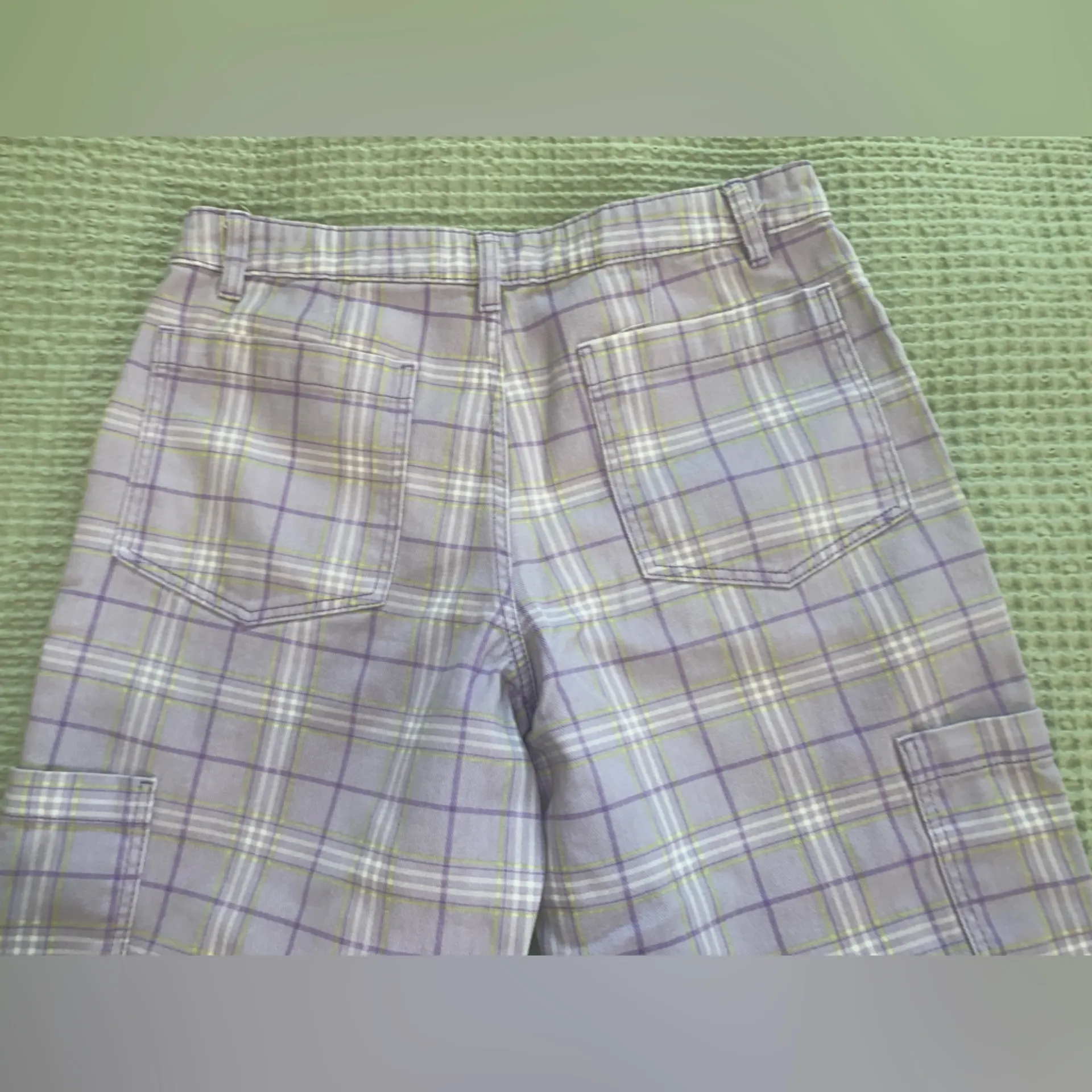 H&M Divided Purple Plaid Cargo Cotton Pants, Size 8 : Straight/wide legs - Image 11