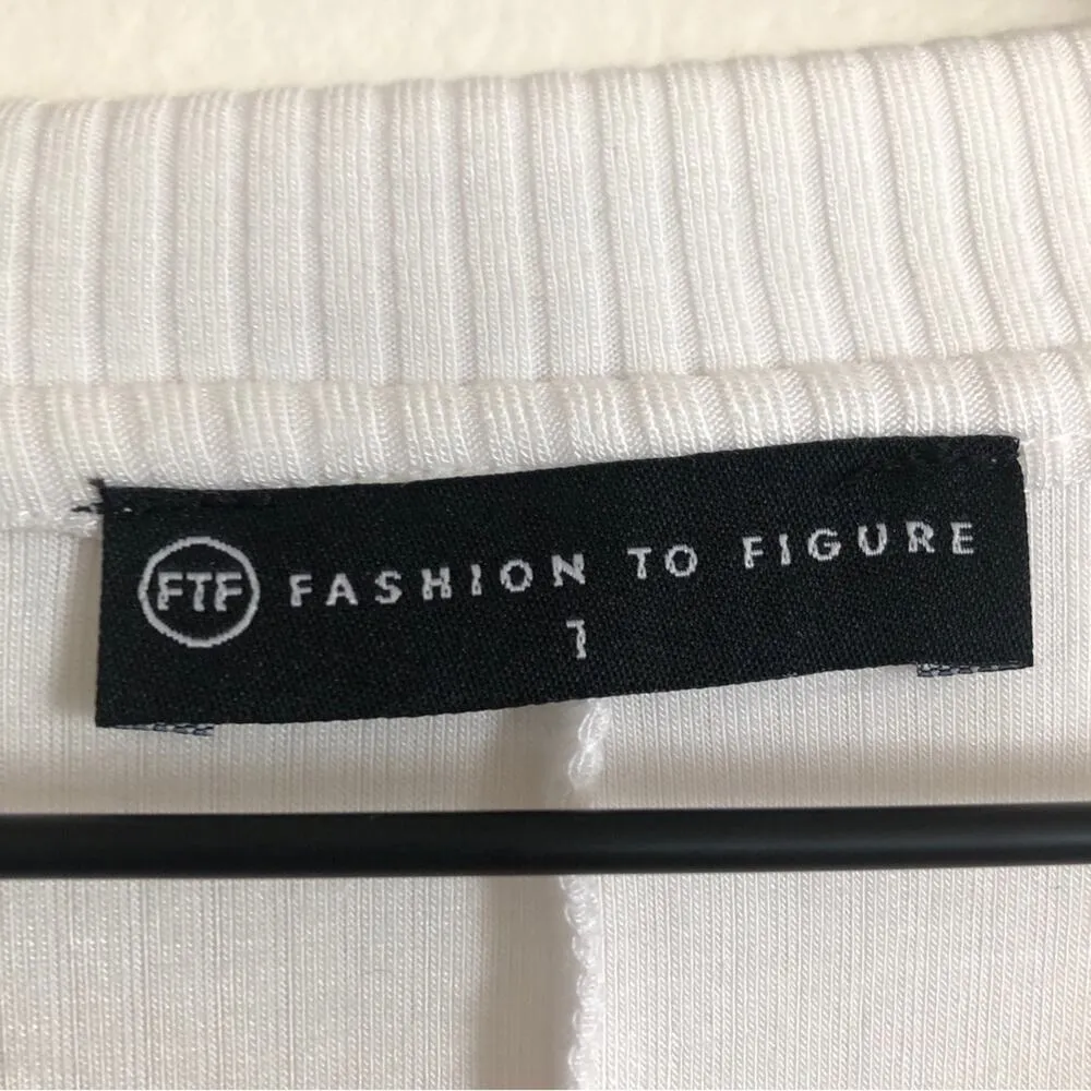 NWT Fashion to Figure Plus Size White Ribbed Long Sleeve Crop Wrap Blouse Top - Image 3