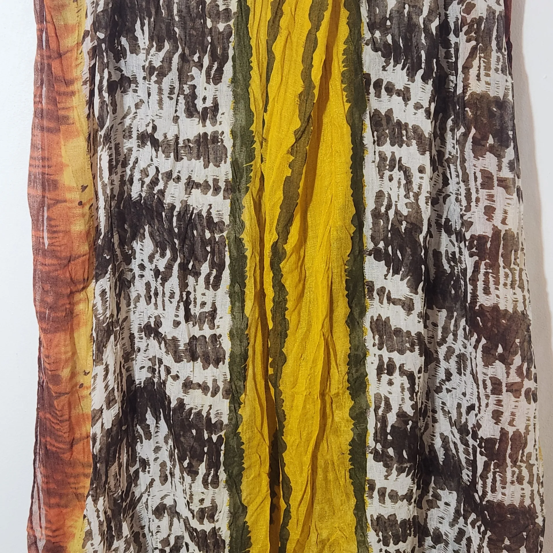 Accessory Street Yellow and Brown Print Boho Woven Scarf 40 X 68 - Image 3