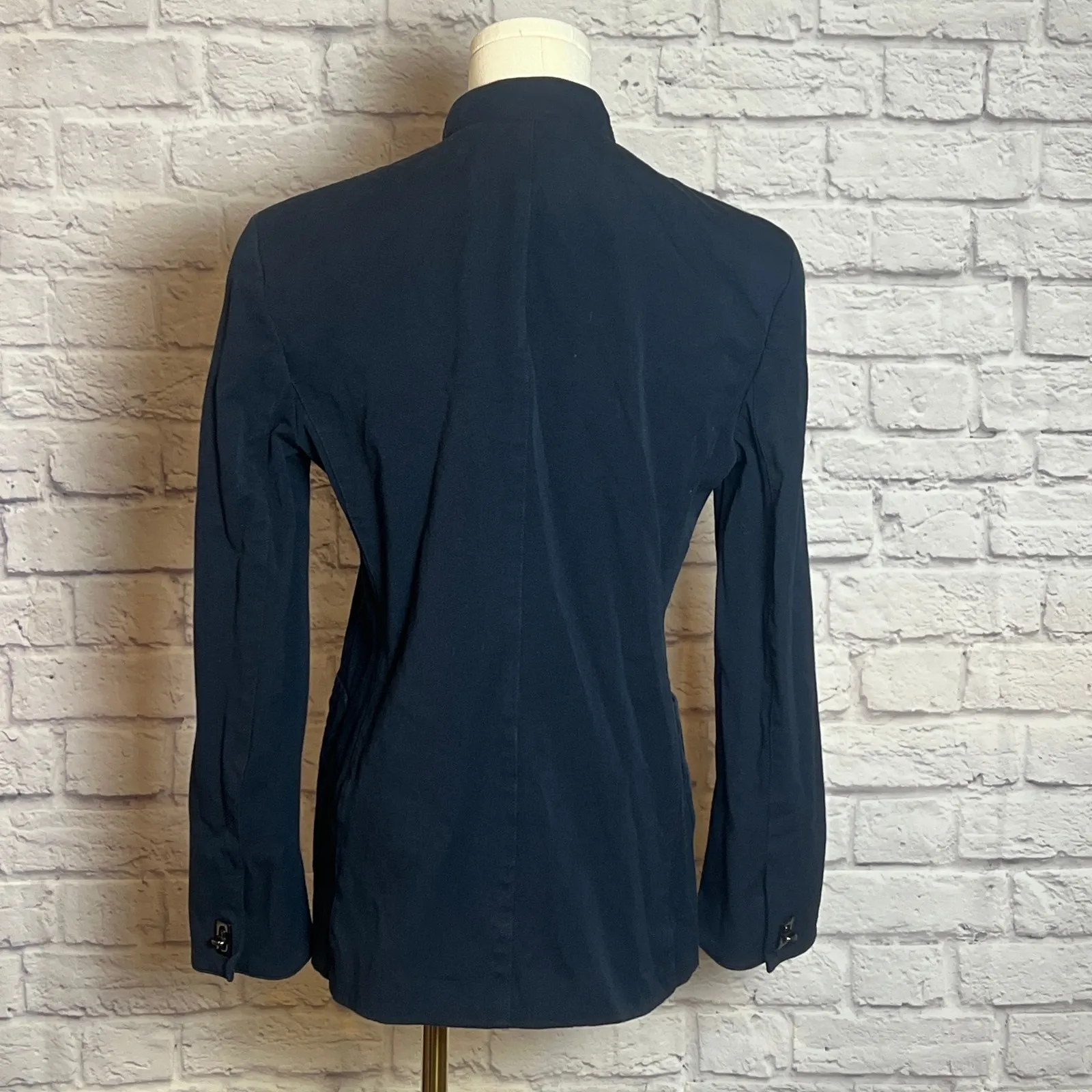 Vintage Lauren Ralph Lauren Navy Jacket w/ Leather Trim women's size 6 Blue - Image 3