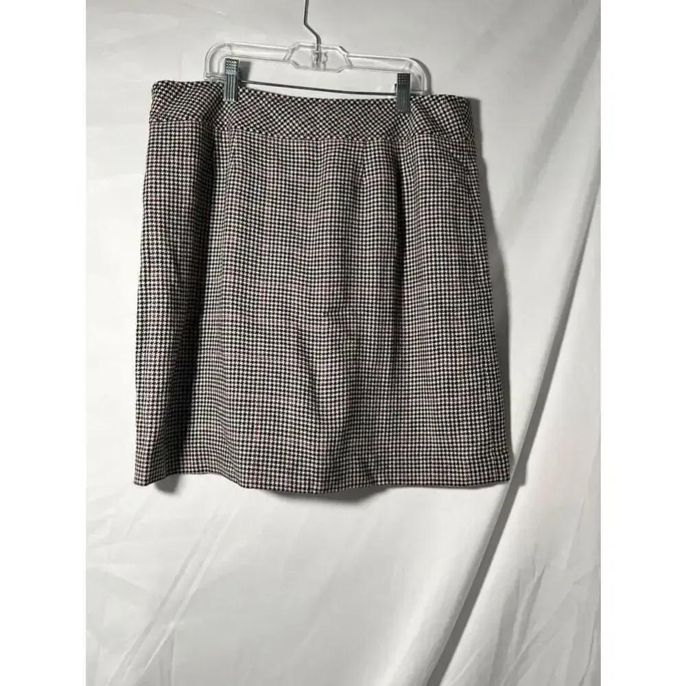 Women's Ann‎ Taylor Houndstooth Skirt Size 10 Black Pink - Image 2