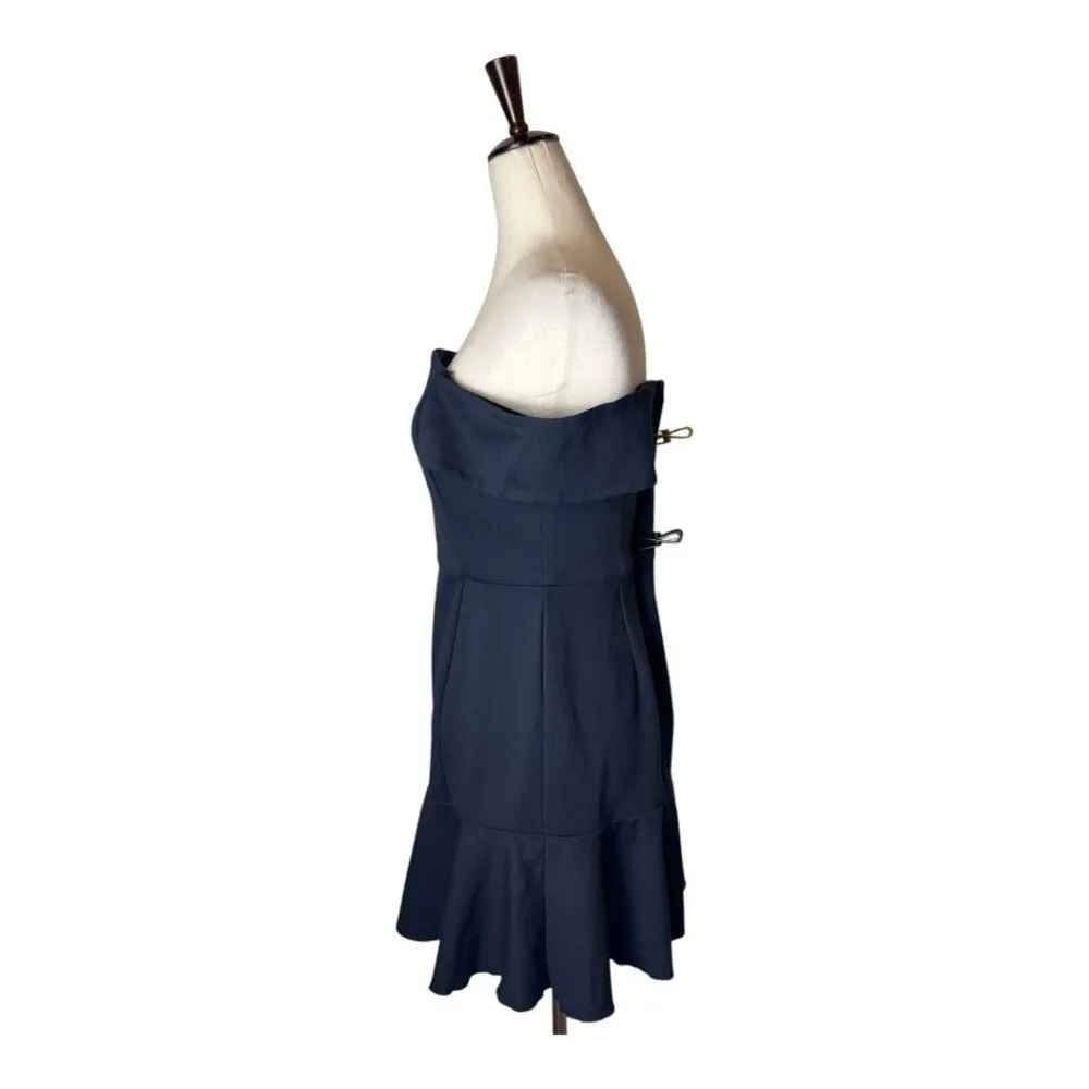 Nicholas Dress Women 6 Navy Blue Ponte Off the‎ Shoulder Mini Cocktail Party - Image 5