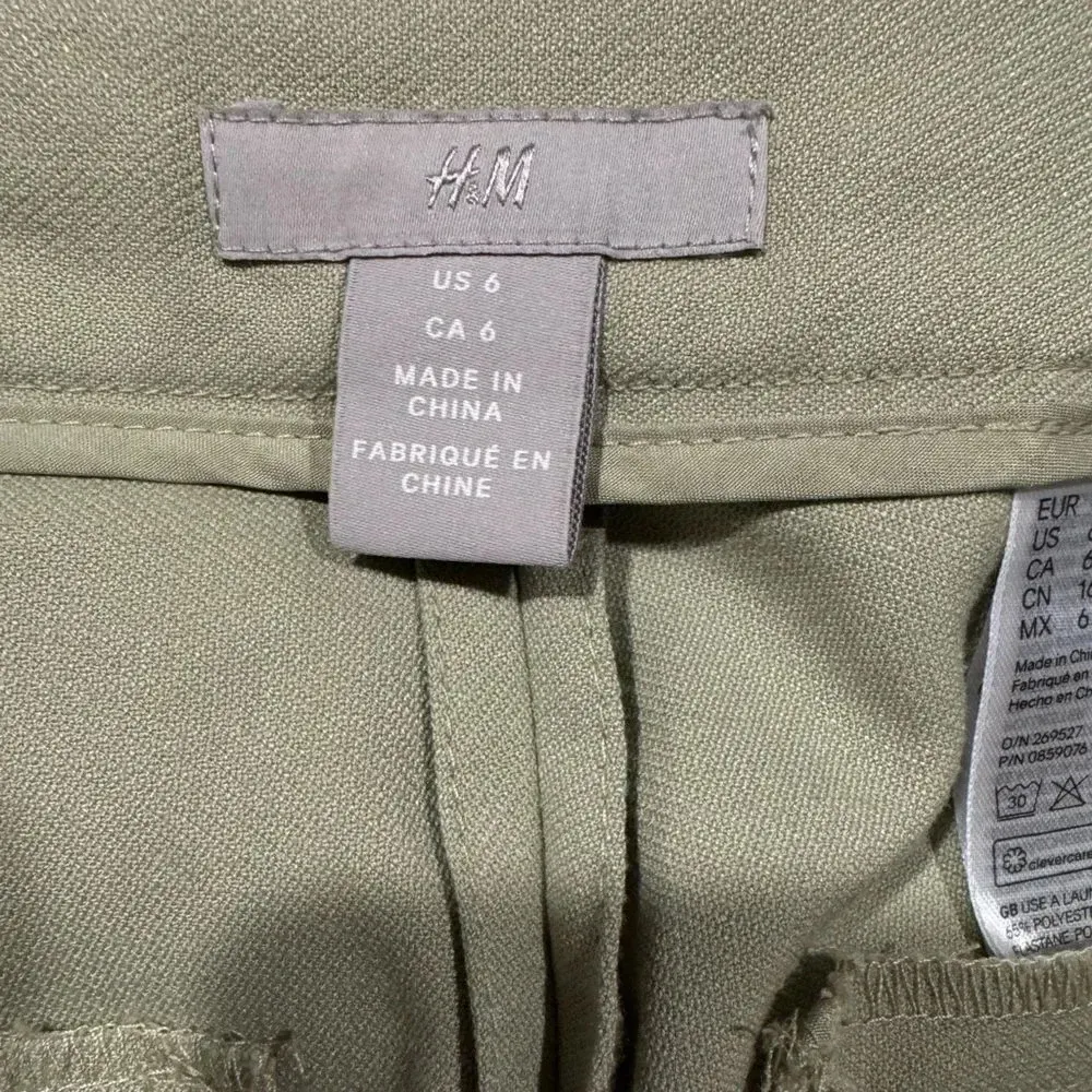 H&M Sage Green Built in Belt Tapered‎ Leg Pants - Size 6 - Image 8