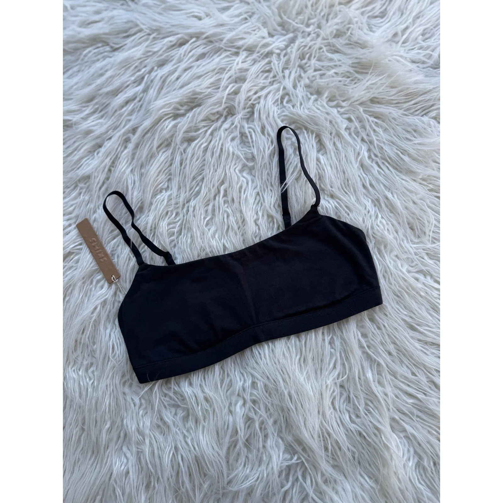 Skims Cotton Jersey Scoop Bralette Soot Size Small - Image 3