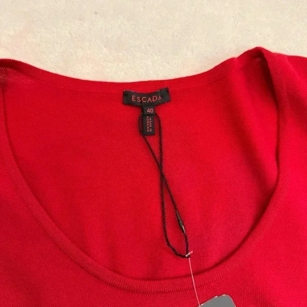 ESCADA Top Womens 40 Red 100% SCHURWOLLE Scoopneck Knit Tank Size undefined - Image 7