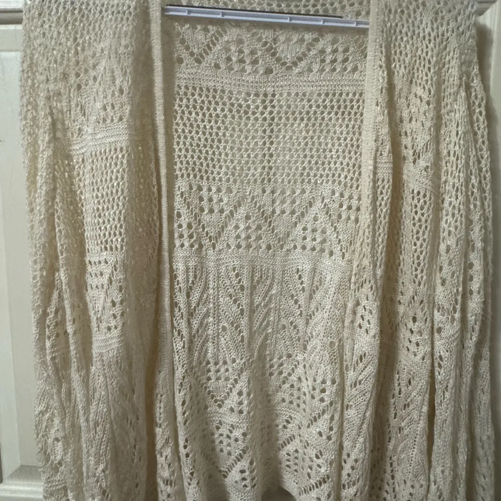 Avenue Cream Open-Knit Cardigan 26/28 - Image 2