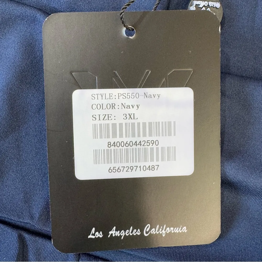 White Mark Navy Blue Straight Leg Yoga Pants with High Fold Over Waist Size 3XL - Image 4