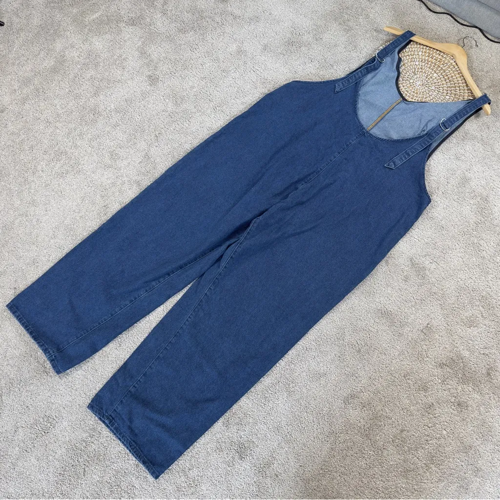 Women’s Denim Open Back Pull On Overall Sleeveless Cotton Blend in Cody Blue XXL - Image 7