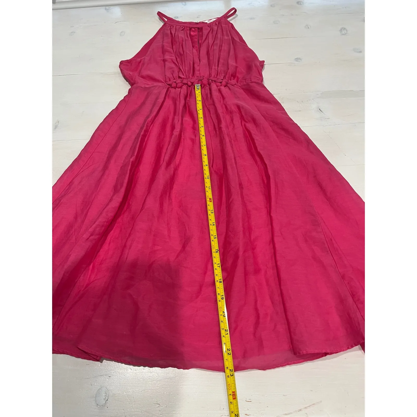 Esley‎ Pink Halter Dress Cotton Silk Blend Floral Detail Sleeveless M - Image 8