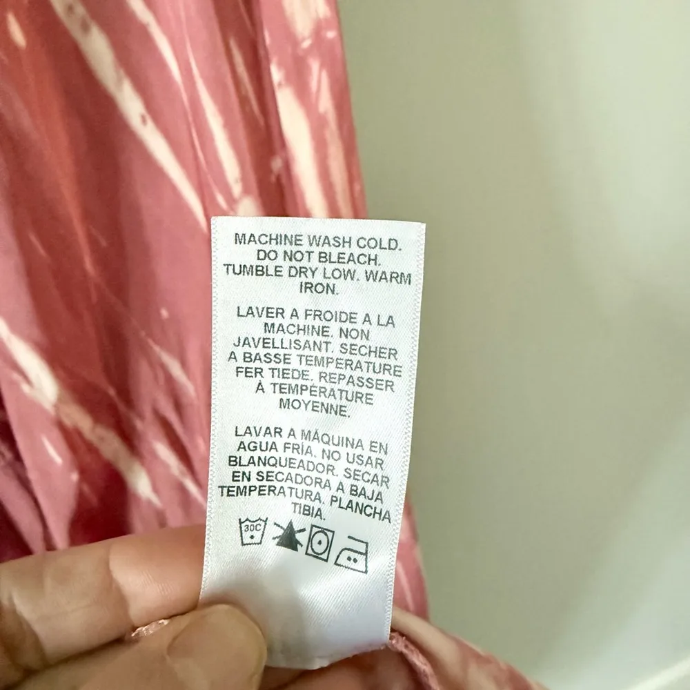 Velvet by Graham & Spencer Satin Slip Midi Dress in Pink and Cream Tie Dye - Image 12