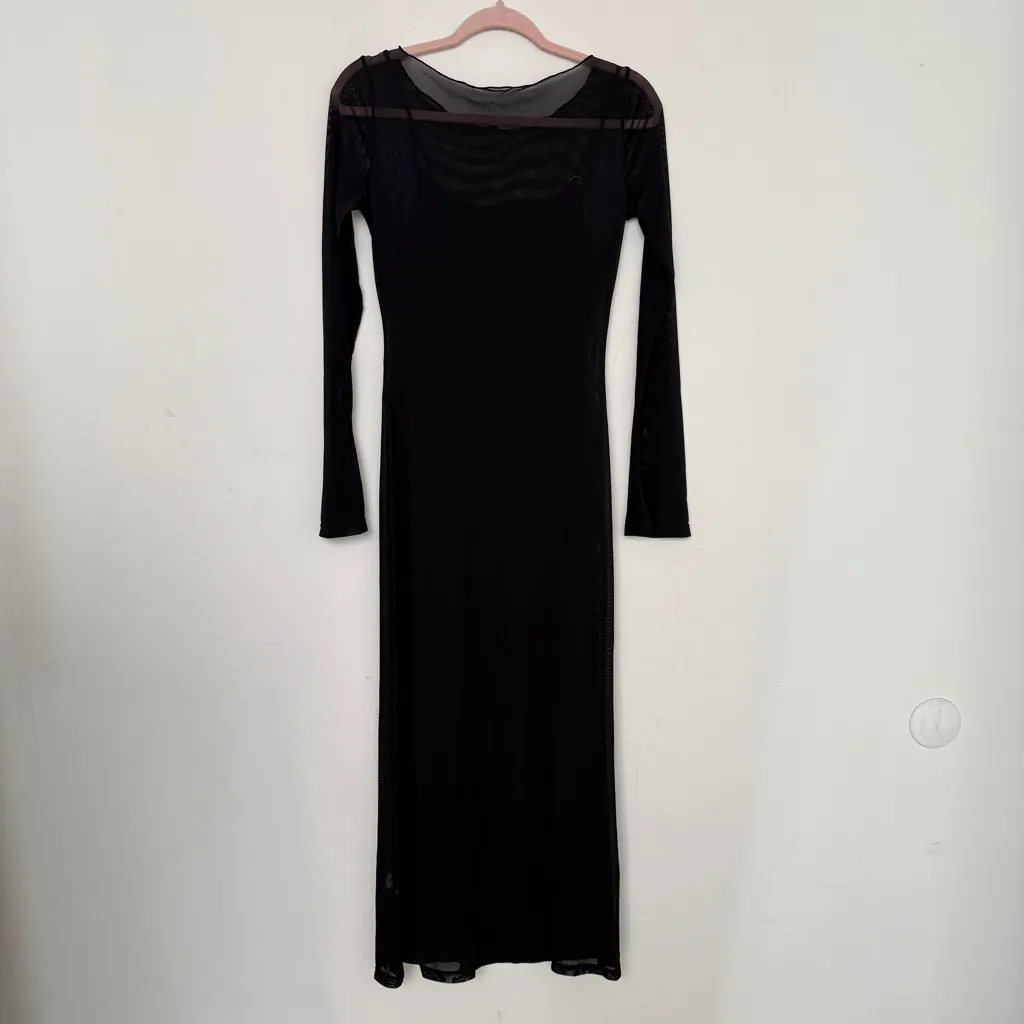 Halara Long Sleeve 2-piece Sheer Maxi Split Bodycon Dress - Image 4