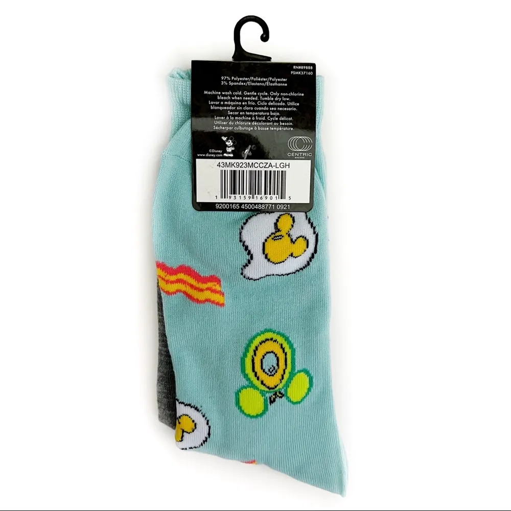 Disney Mickey Mouse Crew Socks Mens Womens Disneyland World Brunch Breakfast - Image 6