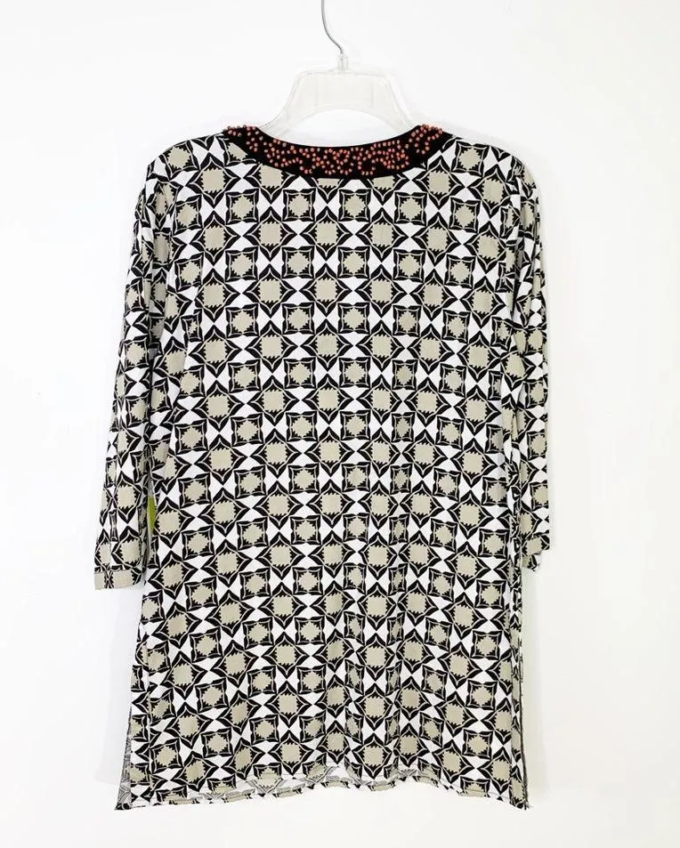 Sigrid Olsen Cotton Beaded Print Tunic Top Size S NWT - Image 10