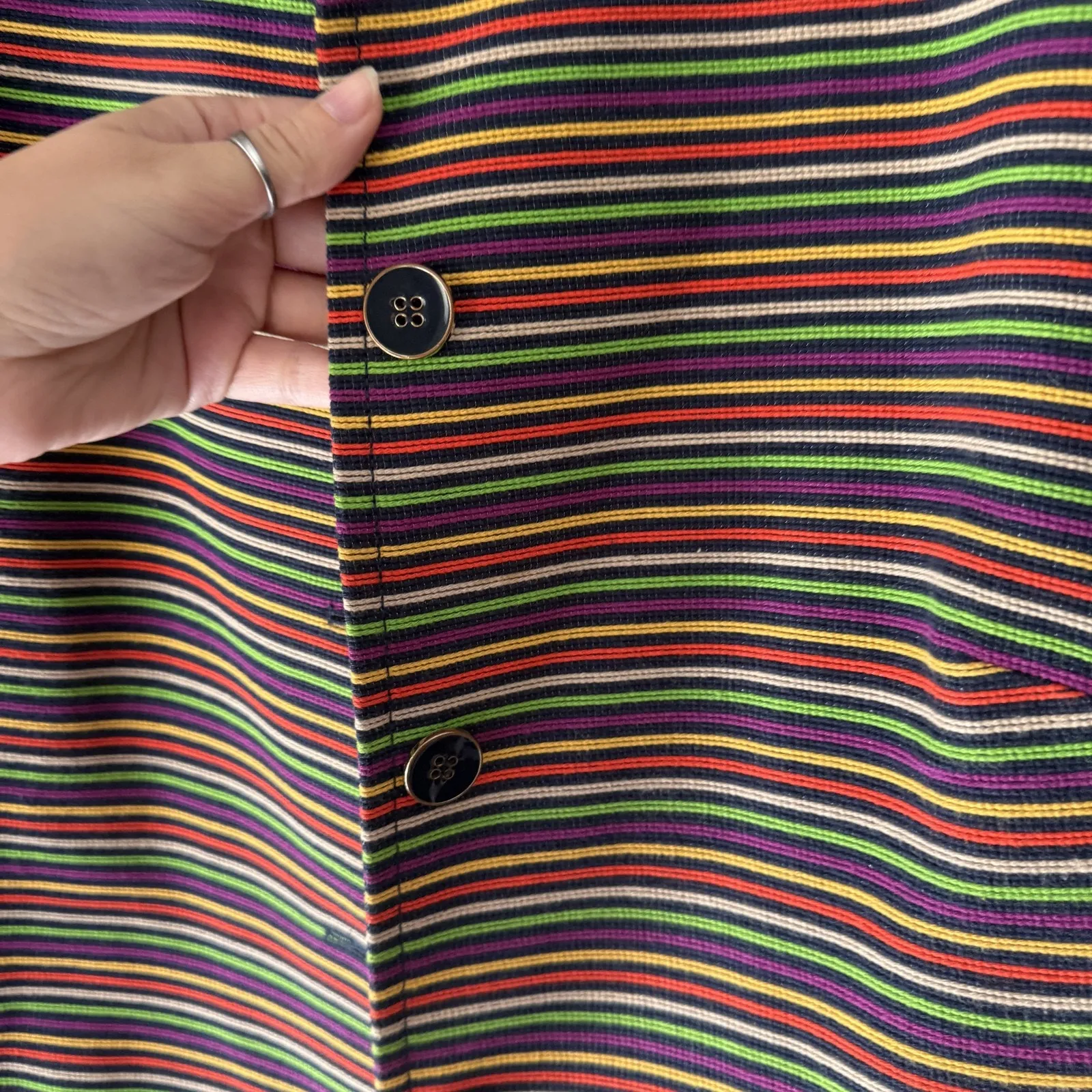 Talbots Blazer Womens 22WP Striped Two Button Lined Cotton Blend Jacket Plus Siz - Image 4