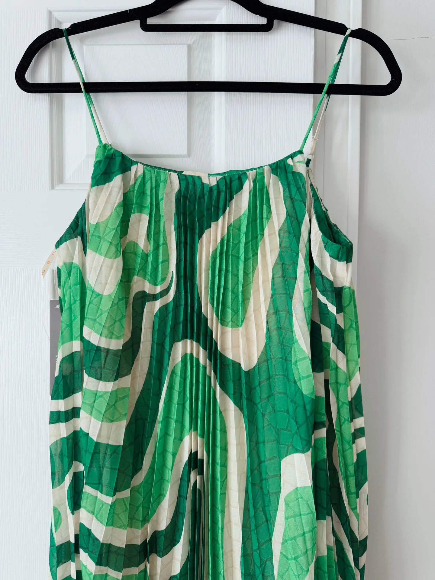 Square Neck Pleated A-Line Maxi Dress, Size M - Image 7