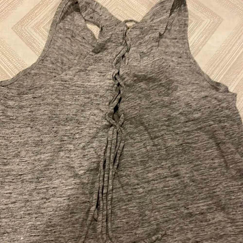 Chaser Women’s Heather Gray Tie Back Tank Top - Image 5