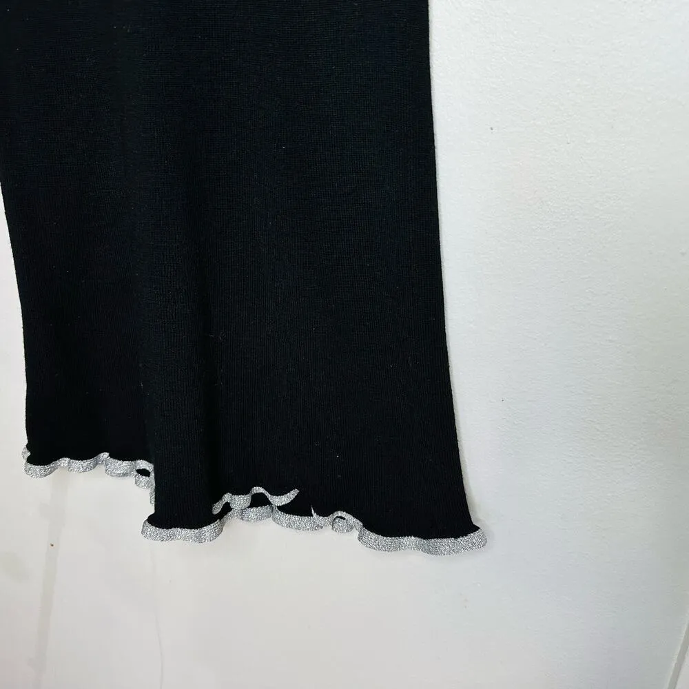 SEE BY CHLOE Women's Black Sweater Wool Ruffle Tie Back Mini Dress Size Medium - Image 12