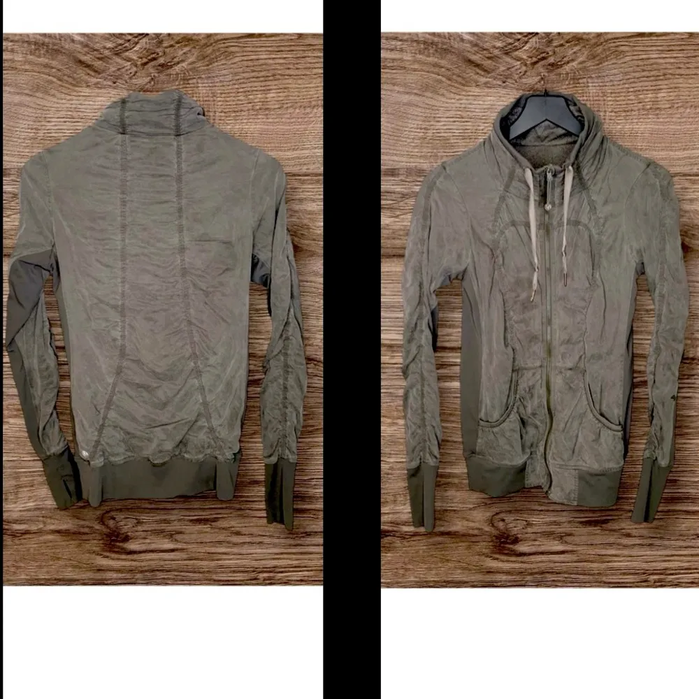 Lululemon  Jacket Womens black/Gray Full Zip Rouched Reversible size 8 - Image 2