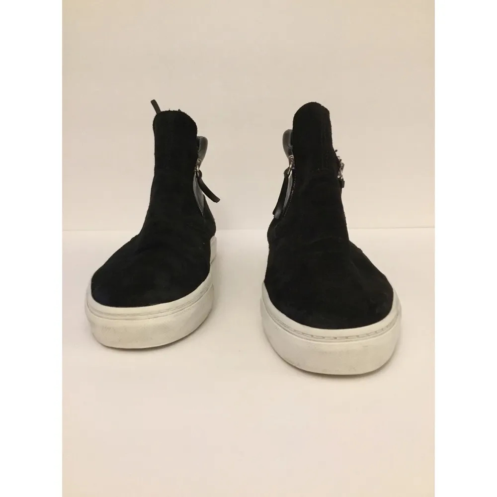 Zara Black Suede/Leather High-Top Zip Sneakers Sz 10 - Image 2