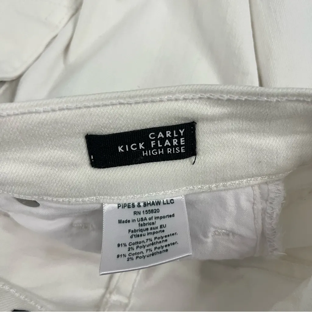 Veronica Beard Carly High-Rise Stretch Kick-Flare Crop White Jeans Womens 26 - Image 11