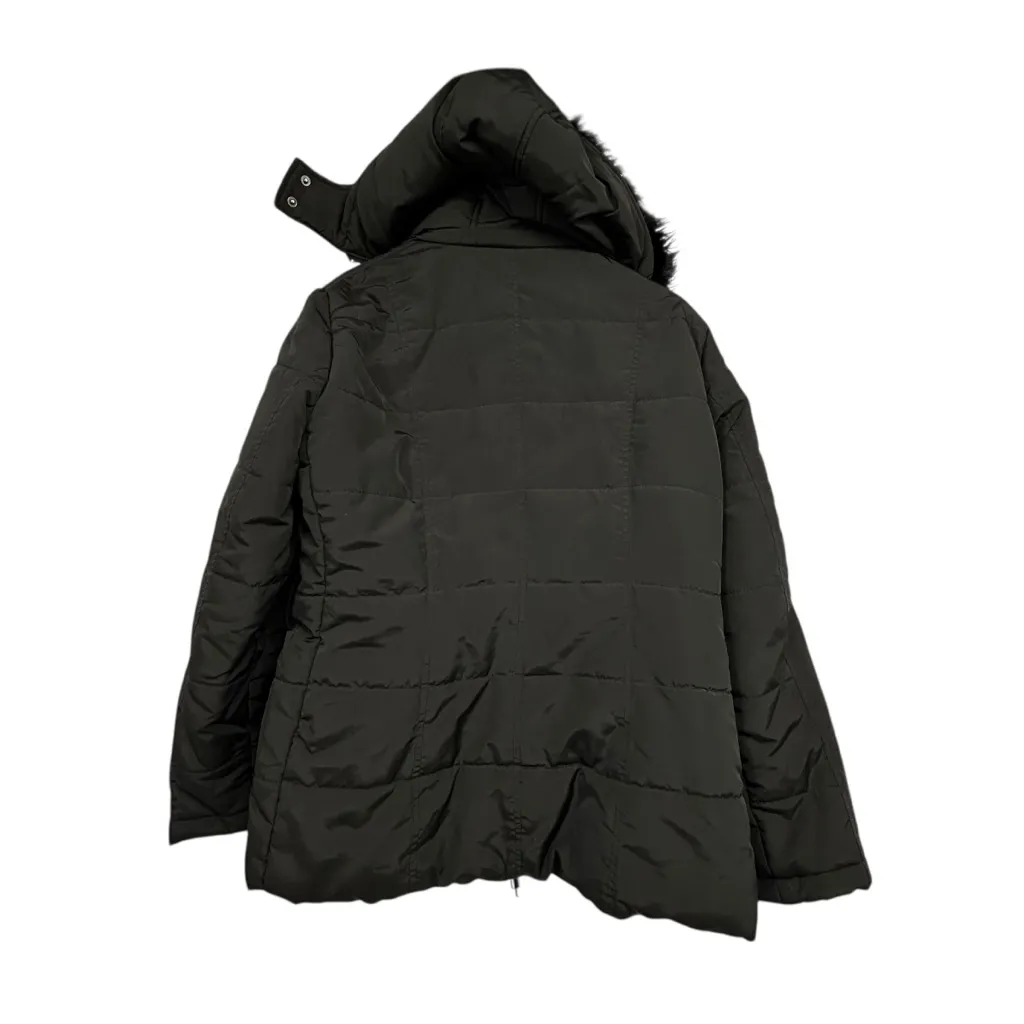 New York & Company Black Puffer Jacket Women’s Large | Zip Front Coat w/ Hood - Image 3