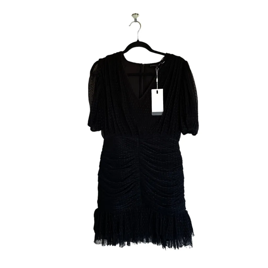 NWT ENDLESS ROSE Mesh Ruched Puff Sleeve Minidress In Black - Image 10