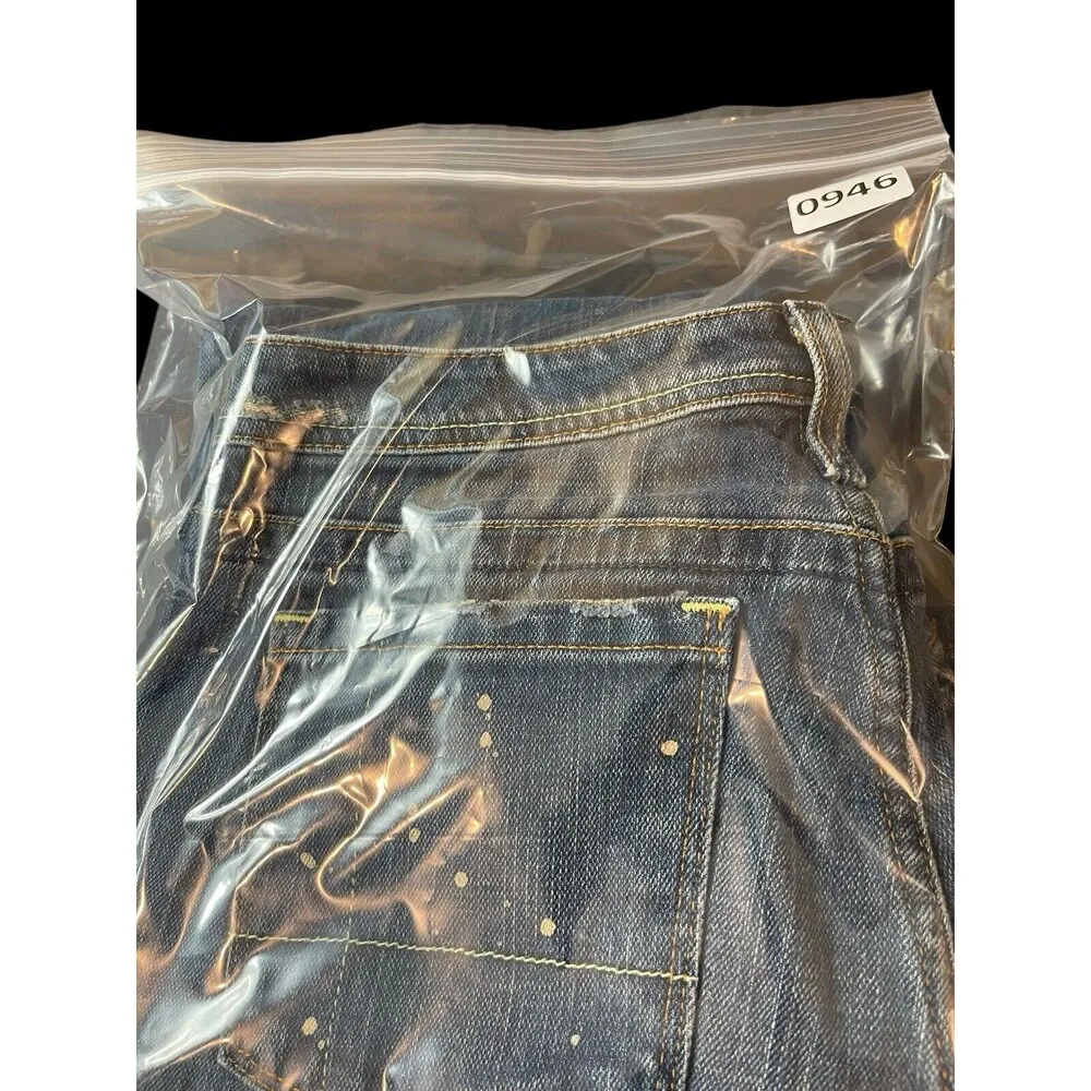 Hint Y2K 90s Low Rise Bootcut Distressed Paint Spotted Diamond Jeans Juniors 7 Blue Size undefined - Image 15