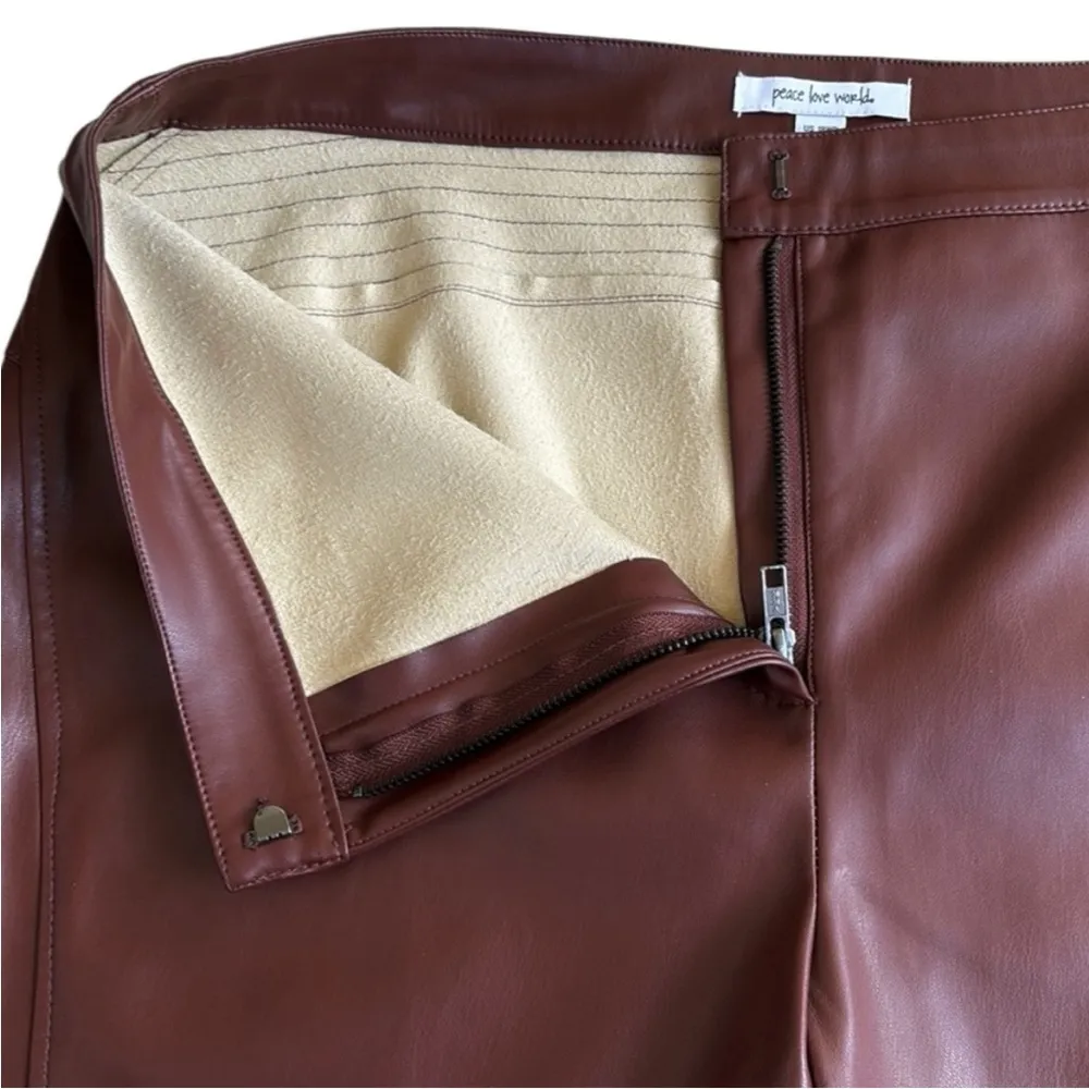 NWOT Peace Love World Faux Leather Flare Pants Brown Size 18 Petite - Image 7