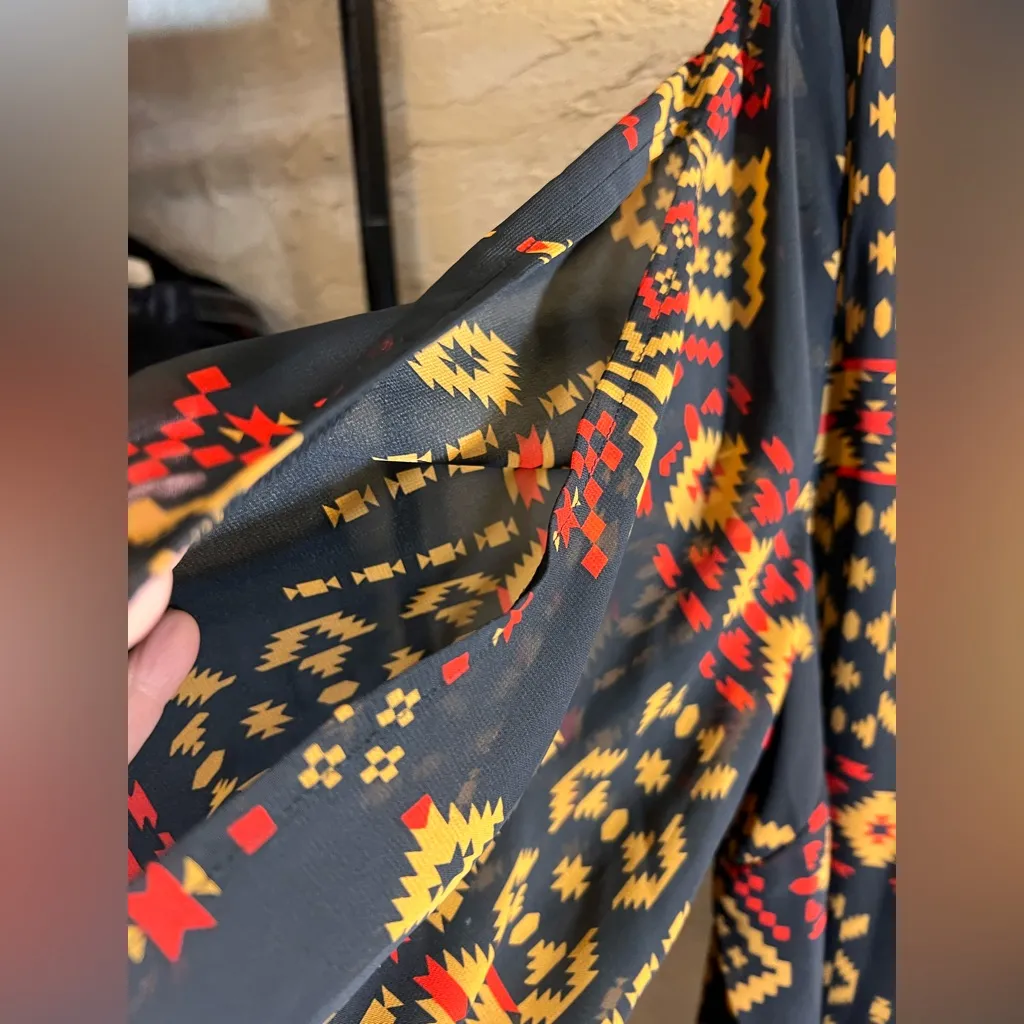 Enfocus Studio Black and Orange Geometric Sheath Dress 14 flowy loose fit tribal - Image 4