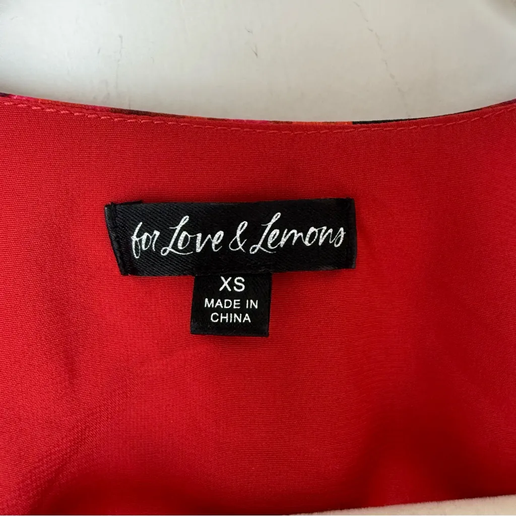 For Love & Lemons Davina Red Floral Tie Front Cropped Blouse XS - Image 8