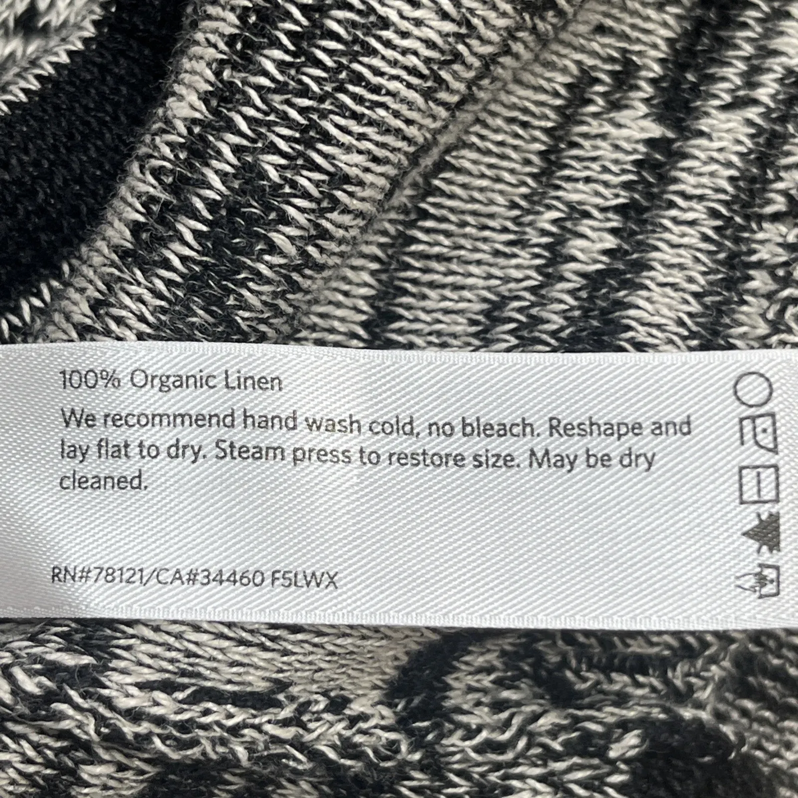 Eileen Fisher Organic Linen Relaxed Fit Black Striped Lightweight Sweater Small - Image 4