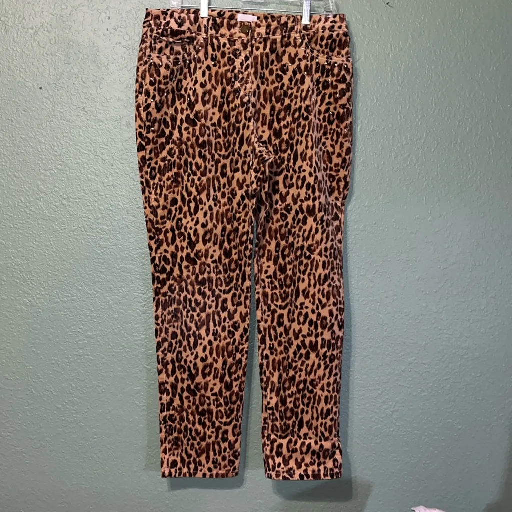 Chico’s Jeggings Jeans Cheetah Corduroy Pants animal print jeans - Image 2