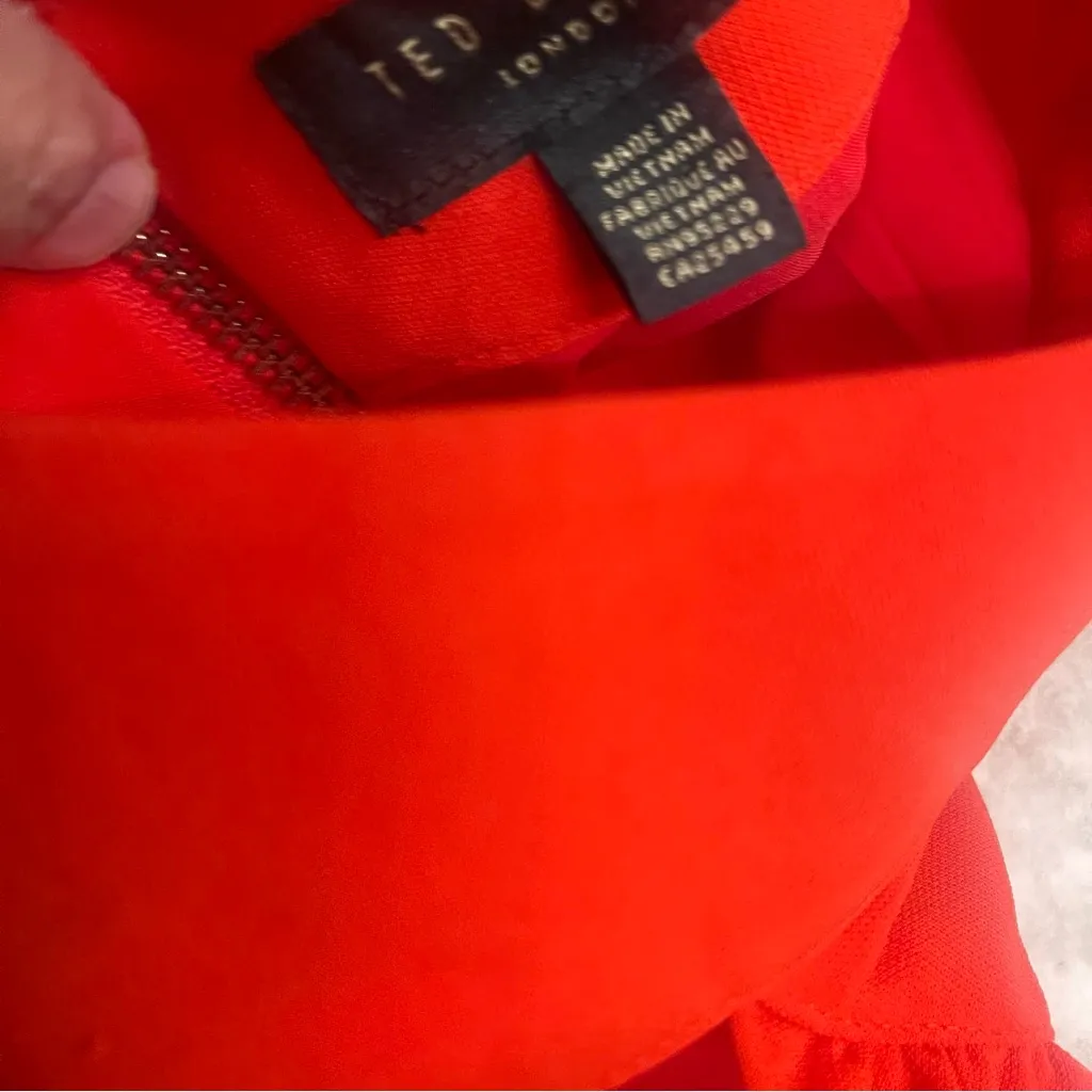 Ted Baker London Torriya Ruffle Halter‎ Neck Red Shift Dress uk 4/ USa 10 EUC Size undefined - Image 9