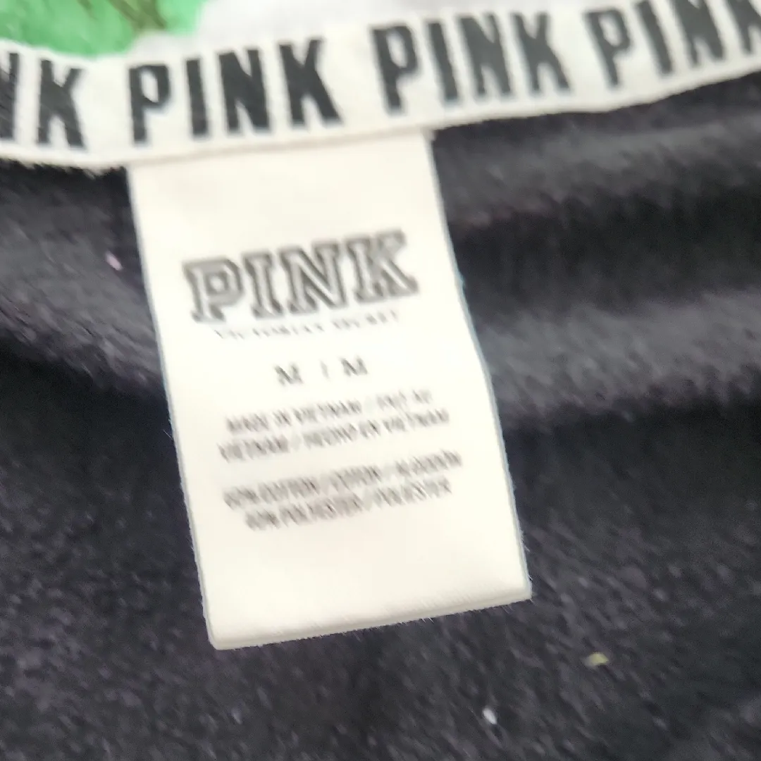 PINK Victoria’s Secret Quarter-Zip Sweatshirt Black White Medium - Image 3
