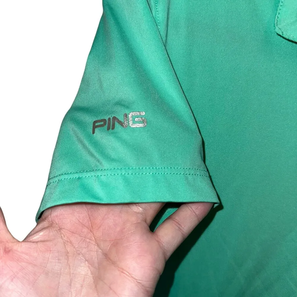 Ping Performance Turquoise Quarter Button Polo Blue Size M - Image 3