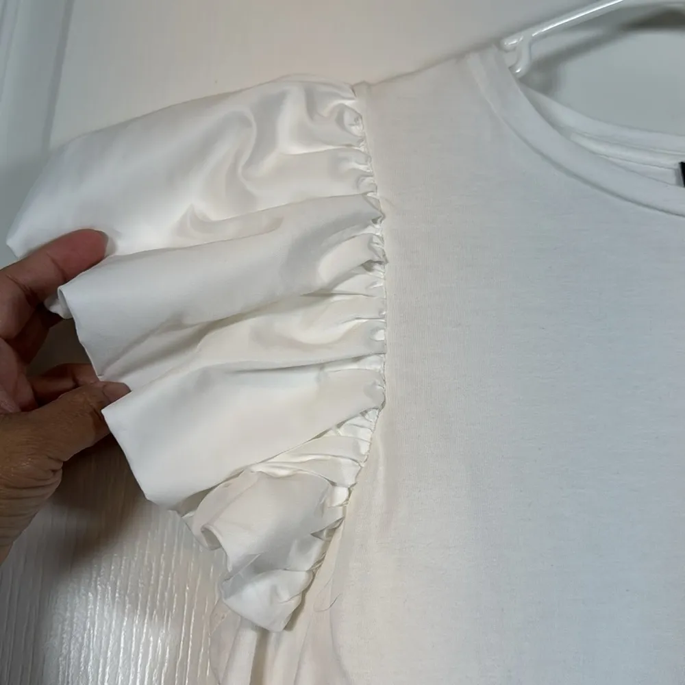 Express White Blouse Puffy Sleeves Size Small EUC #VEG-0716 - Image 3