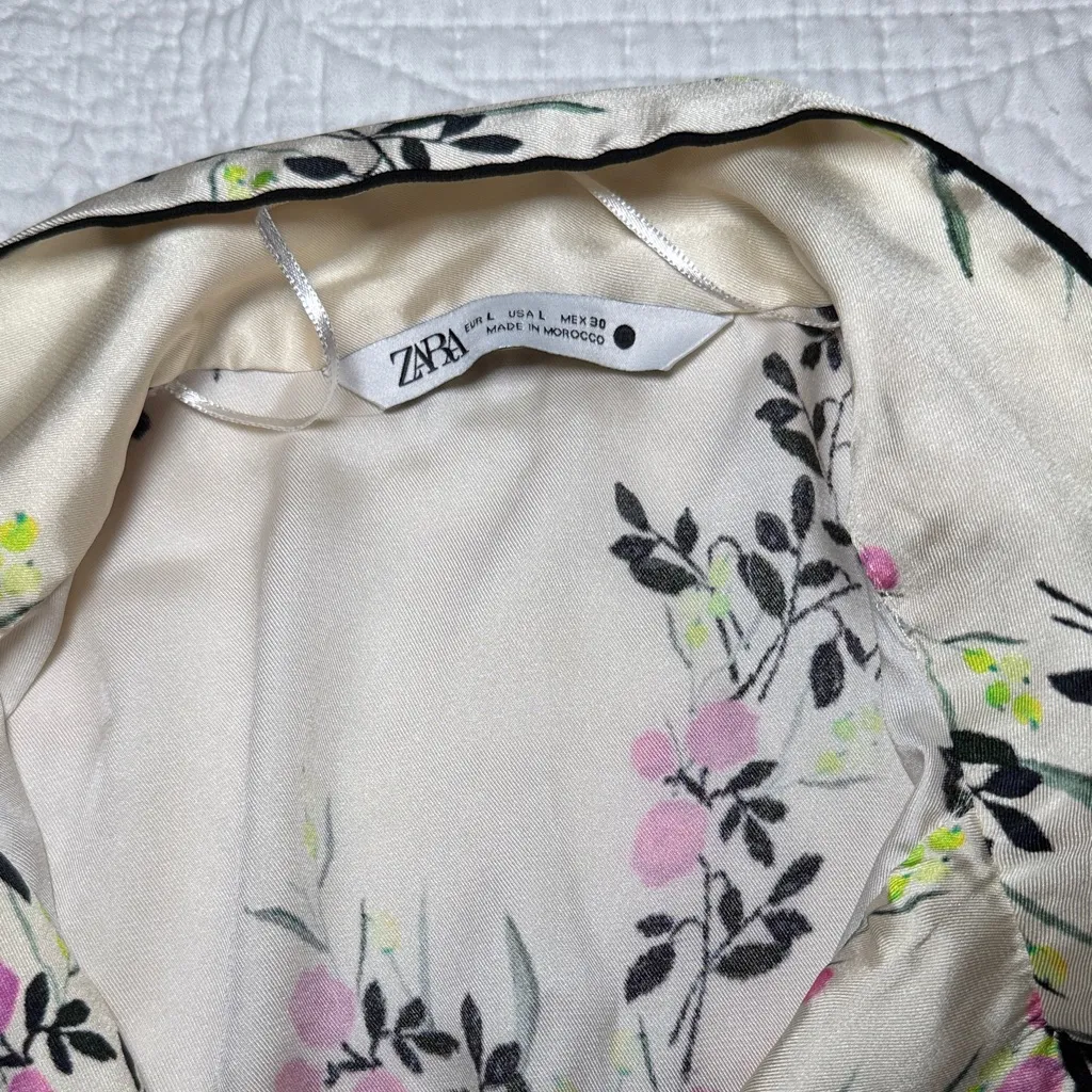 Zara Printed Piped Satin Shirt - Image 2