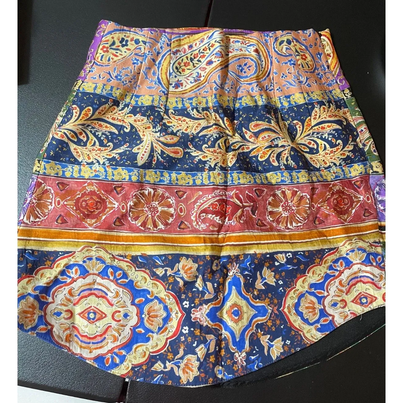Zara Floral Paisley Asymmetrical Mini Silky Satin High-Waisted Skirt small - Image 5