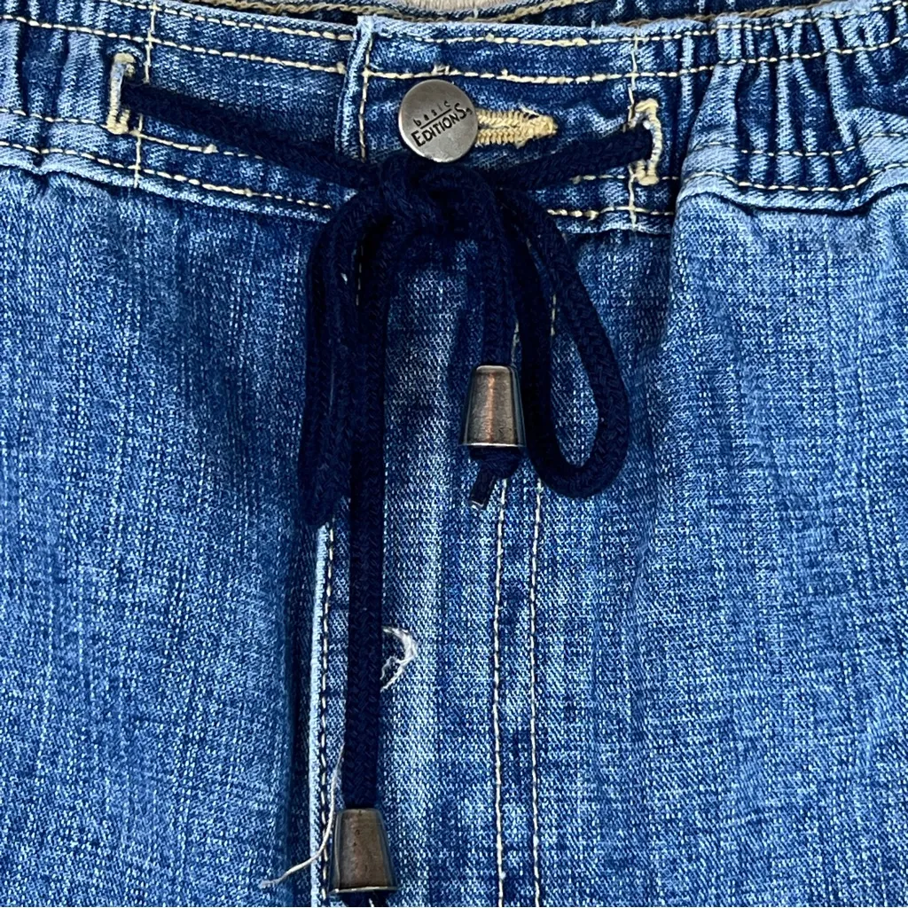 Basic Editions Size 5/6 Tie Stretch Drawstring Waistband 5 Pockets Denim… Blue - Image 3