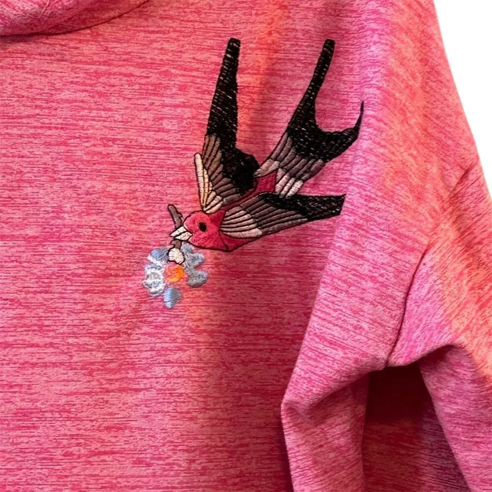 Poof New York Women's Pink Embroidered Floral Hoodie Size M Casual Size M - Image 3