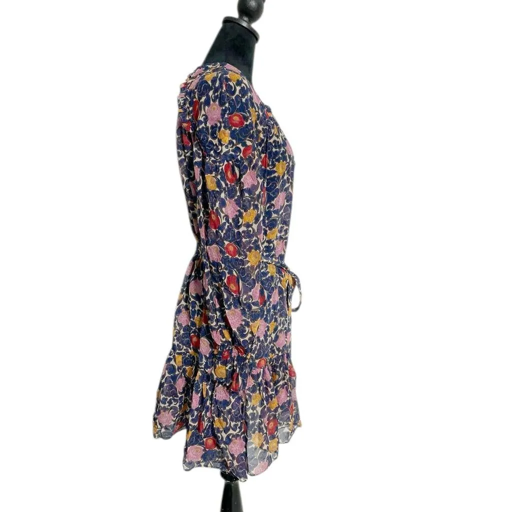 Saloni Size 2 Silk Dress Floral Long Sleeve Short Wedding Evening Cocktail Party - Image 5